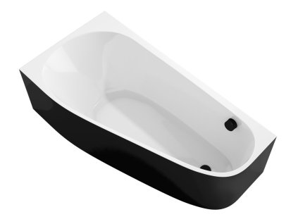 Polysan PROJEKTA L MONOLITH asymetrická stojící vana 156x77x60cm, bílá/černá 20111MB