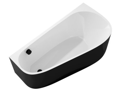 Polysan PROJEKTA DR MONOLITH nástěnná stojící vana 156x77x60cm, bílá/černá 21111MDRB