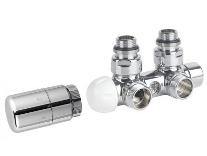 Sapho TWIN připojovací sada ventilů termostatická pro středové připojení, pravé, chrom CP3010