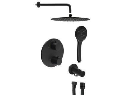 Sapho Podomítkový sprchový set s termostatickou baterií, box, 2 výstupy, černá mat RH399B-01