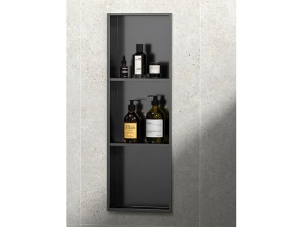 Sapho DENBO zapuštěná police do obkladu, 270x810mm, nerez, gun metal 1301-27B