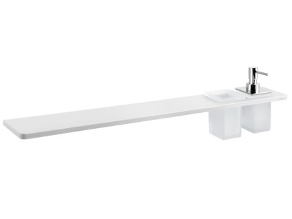 Sapho ABELINE police, sklenka + dávkovač/chrom, 800mm, rockstone, bílá mat AE802-0101-02