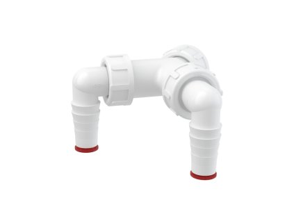 ALCA Dvojité kolínko G 1" × Ø 17–23 mm pro napojení pračky a myčky na sifon, se zpětnými klapkami P148Z