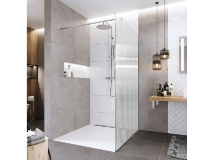 Mereo Sprchová stěna WALK IN, Novea, 80x200 cm, chrom ALU, sklo Line CK10601HL