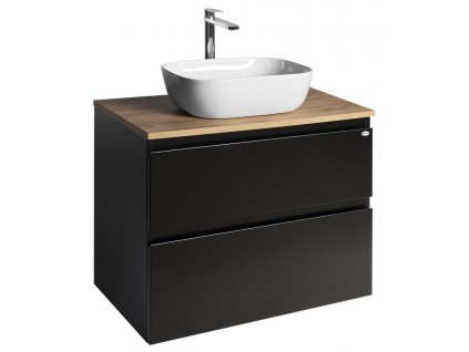 Aqualine ALTAIR skříňka s deskou 78,5 cm, černá mat/dub emporio AI680-01