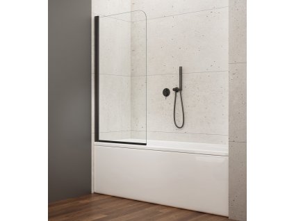 Aqualine VILMA vanová zástěna 600x1400mm, černá, čiré sklo AQ6014B