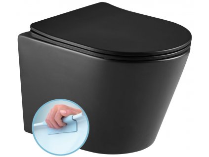 Sapho PACO závěsná WC mísa, Rimless, 36x53cm, černá mat PZ1012WRB