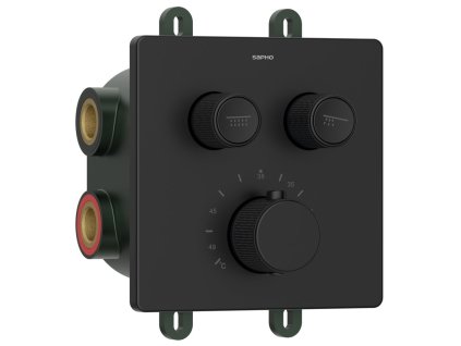 Sapho SMART SELECT podomítková sprchová termostatická baterie, box, 2 výstupy, černá mat RP042B