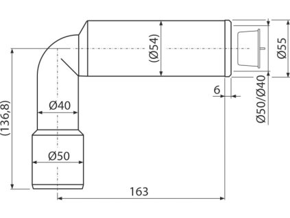 ALCA Koleno odpadu DN50/40 M972