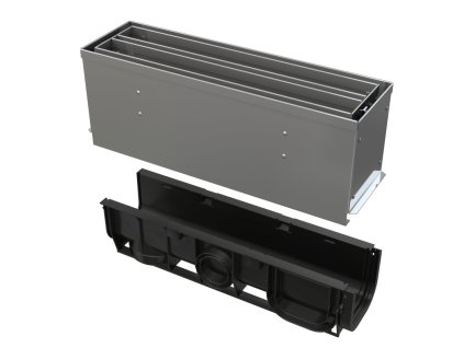 ALCA Venkovní žlab štěrbinový se symetrickým revizním nástavcem 160 mm, nerez AVZ101S-R324R