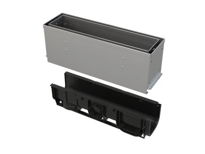 ALCA Venkovní žlab štěrbinový s asymetrickým revizním nástavcem 160 mm, nerez AVZ101S-R322R