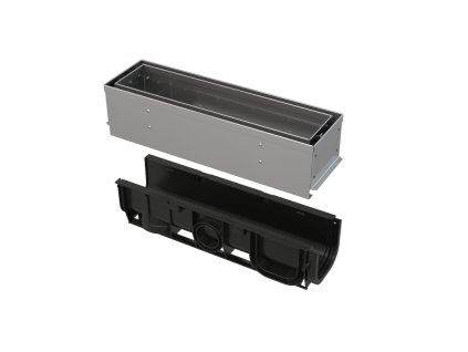 ALCA Venkovní žlab štěrbinový s asymetrickým revizním nástavcem 100 mm, nerez AVZ101S-R321R