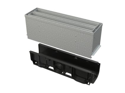 ALCA Venkovní žlab štěrbinový se symetrickým revizním nástavcem 160 mm, pozinkovaná ocel AVZ101S-R124R