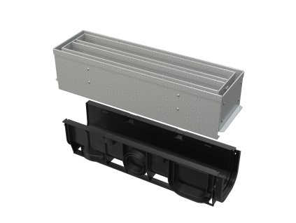 ALCA Venkovní žlab štěrbinový se symetrickým revizním nástavcem 100 mm, pozinkovaná ocel AVZ101S-R123R