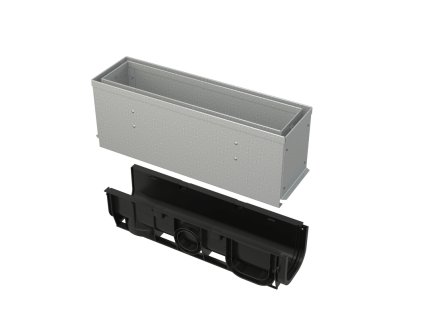 ALCA Venkovní žlab štěrbinový s asymetrickým revizním nástavcem 160 mm, pozinkovaná ocel AVZ101S-R122R