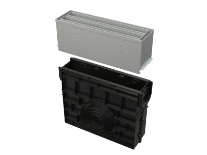 ALCA Venkovní žlabová vpust štěrbinová se symetrickým revizním nástavcem 160 mm, pozinkovaná ocel AVZ101R-R124R