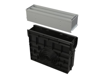 ALCA Venkovní žlabová vpust štěrbinová se symetrickým revizním nástavcem 100 mm, pozinkovaná ocel AVZ101R-R123R