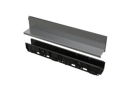 ALCA Venkovní žlab štěrbinový s asymetrický m nástavce m 160 mm, nerez AVZ101-R322