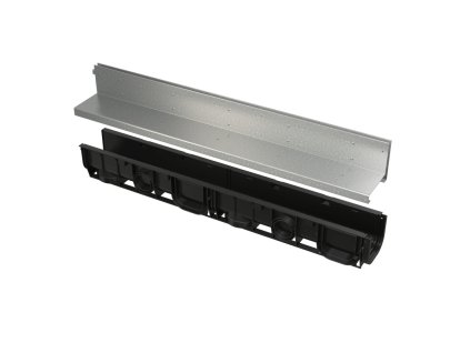 ALCA Venkovní žlab štěrbinový s asymetrický m nástavce m 100 mm, pozinkovaná ocel AVZ101-R121
