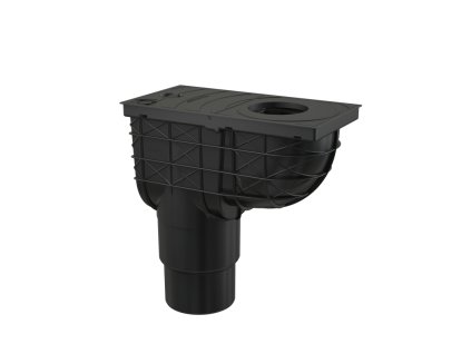 ALCA Univerzální lapač střešních splavenin 300×155/125/110 mm přímý, černá AGV4