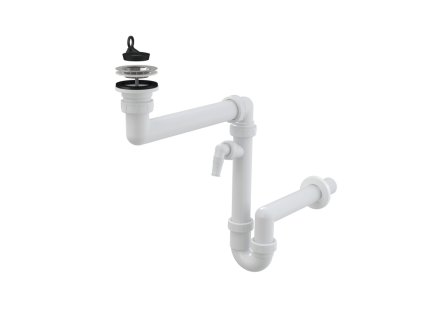 ALCA Sifon dřezový DN 40 prostorově úsporný s přípojkou Ø 17–23 mm a nerezovou mřížkou Ø 70 mm, pryžová zátka A870P-DN40