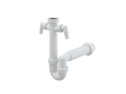 ALCA Sifon trubkový dřezový DN 50 se dvěma přípojkami Ø 17–23 mm a převlečnou maticí G 6/4" A82-DN50