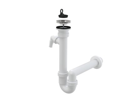 ALCA Sifon trubkový dřezový DN 40 s nerezovou mřížkou Ø 70 mm a přípojkou Ø 17–23 mm, pryžová zátka A810-DN40