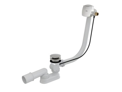 ALCA Sifon vanový automat s napouštěním přepadem pro silnostěnné vany, délka 57 cm, plast, chrom-lesk A565CRM1