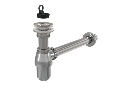 ALCA Sifon umyvadlový DN 32 s výpustí G 5/4", pryžová zátka, kov, chrom-lesk A437