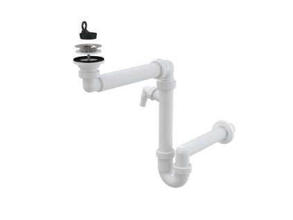 ALCA Sifon umyvadlový DN 40 prostorově úsporný s přípojkou Ø 17–23 mm a nerezovou mřížkou Ø 62 mm A413P-DN40