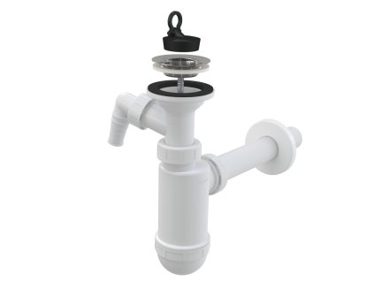 ALCA Sifon umyvadlový DN 32 s přípojkou Ø 17–23 mm a nerezovou mřížkou Ø 62 mm, pryžová zátka A410P