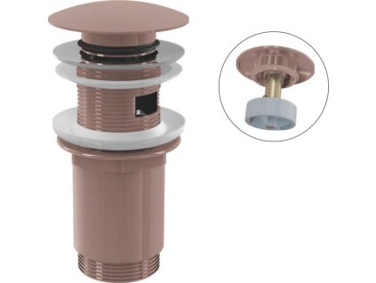 ALCA Výpust umyvadlová CLICK/CLACK G 5/4" s přepadem, velká zátka, kov, RED GOLD-kartáčovaný mat A392-RG-B