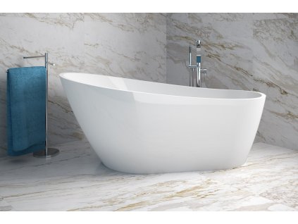 BESCO Volně stojící vana MELODY bílá Barva - Bílá, Barva sifonu - Chrom, Rozměr vany - 170 × 80 cm VANMELODY170