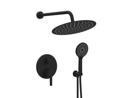 Sapho ICONIC podomítkový sprchový set s pákovou baterií, 2 výstupy, vyústění, černá mat AF042B-01