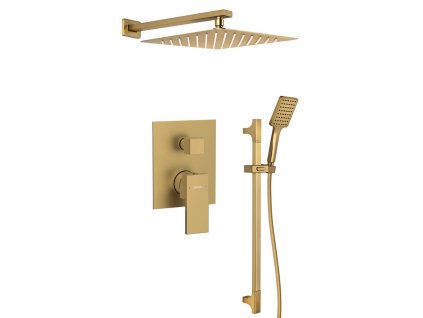 Sapho CUBEMIX podomítkový sprchový set s pákovou baterií, 2 výstupy, posuvný držák sprchy, zlato mat CM042GB-02
