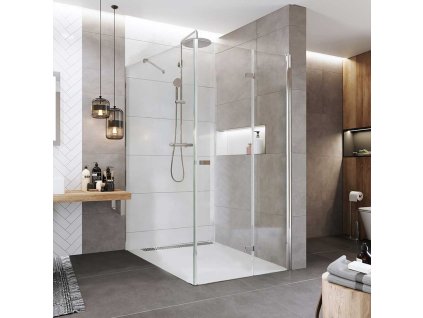 Mereo Sprchový kout, Novea, obdélník, zalamovací, 100x120 cm, chrom ALU, sklo Čiré, dv. pravé a pevný díl CK14833ZP