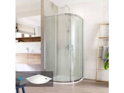 Mereo Sprchový kout, Lima, čtvrtkruh, 90x90x190 cm, R 550, chrom ALU, sklo Point, vanička litý mramor CK608B22KM