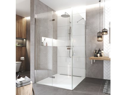 Mereo Sprchový kout, Novea, čtverec, zalamovací, 120x120 cm, chrom ALU, sklo Čiré, dveře levé a pevný díl CK14843ZL