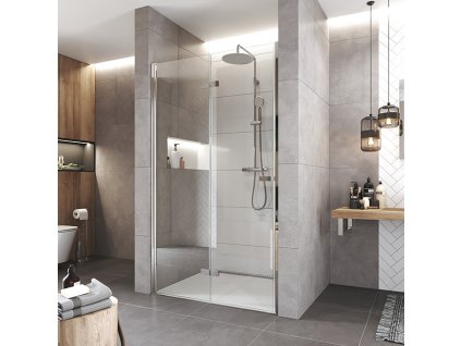 Mereo Sprchové dveře, Novea, zalamovací, 100x200 cm, chrom ALU, sklo Čiré, levé provedení CK10833ZL