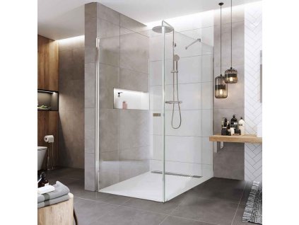 Mereo Sprchový kout, Novea, obdélník, pivotový, 80x100 cm, chrom ALU, sklo Čiré, dveře L/P a pevný díl CK13913Z