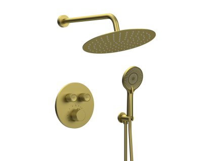 Sapho SMART SELECT podomítkový sprchový set s termostatickou baterií, 2 výstupy, vyústění, zlato mat RP032GB-01