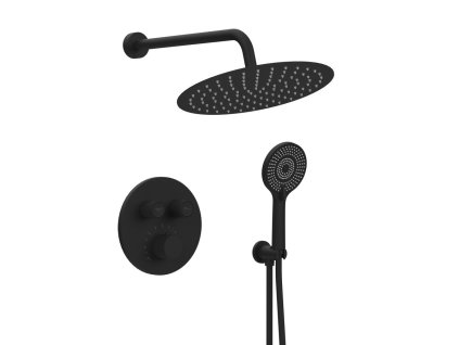 Sapho SMART SELECT podomítkový sprchový set s termostatickou baterií, 2 výstupy, vyústění, černá mat RP032B-01