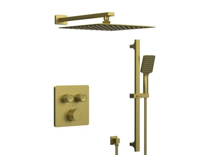 Sapho SMART SELECT podomítkový sprchový set s termostatickou baterií, 2 výstupy, posuvný držák sprchy, zlato mat RP042GB-02