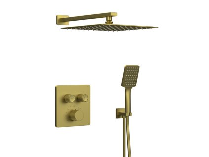 Sapho SMART SELECT podomítkový sprchový set s termostatickou baterií, 2 výstupy, vyústění, zlato mat RP042GB-01