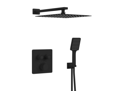 Sapho SMART SELECT podomítkový sprchový set s termostatickou baterií, 2 výstupy, vyústění, černá mat RP042B-01