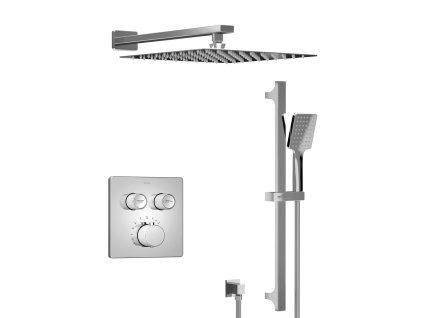 Sapho SMART SELECT podomítkový sprchový set s termostatickou baterií, 2 výstupy, posuvný držák sprchy, chrom RP042-02