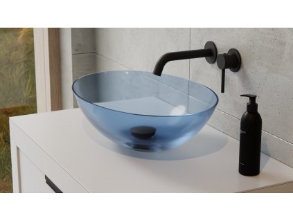 BESCO Umyvadlo na desku ANYA ze syntetické pryskyřice Barva - Modrá, Barva sifonu - Černá KEANYA50MB