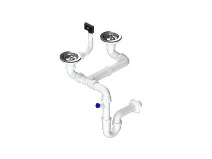 Sinks Dvousifon 3 ½" pro nerez. dřezy s úsporou místa SPNS3D