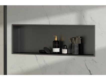 Sapho DENBO zapuštěná police do obkladu, 810x270mm, nerez, gun metal 1301-82B