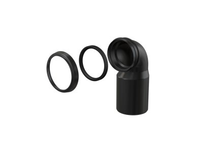 ALCA Koleno odpadu 90° k závěsnému WC, redukce DN 90 × DN 110, délka 205 mm, PE, černá M906